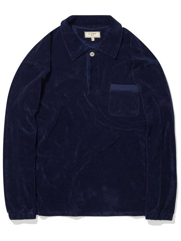 Terry overfit collar long sleeve t-shirt navy - IL TEMPO SELECT SHOP - BALAAN 3