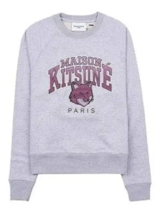Campus Fox Print Cotton Sweatshirt Light Grey Melange - MAISON KITSUNE - BALAAN 2