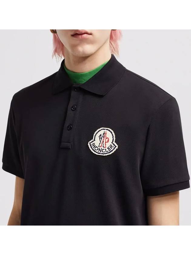 Logo Patch Cotton Polo Shirt Black - MONCLER - BALAAN 4