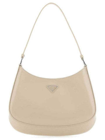 Triangular Logo Cleo Brushed Leather Shoulder Bag Desert Beige - PRADA - BALAAN 1