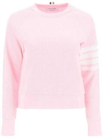 Women's Diagonal Wappen Crew Neck Sweatshirt Pink - THOM BROWNE - BALAAN 1