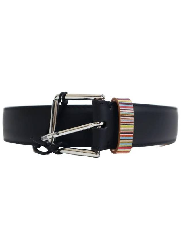 Signature Striped Leather Belt Black - PAUL SMITH - BALAAN 2