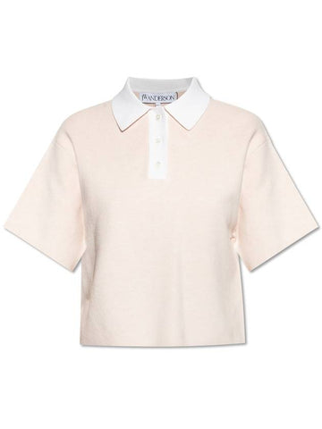 JW Anderson Polo With Cashmere Finish, Women's, Pink - JW ANDERSON - BALAAN 1