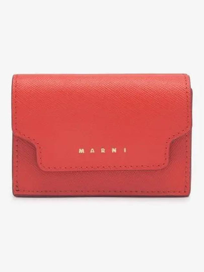 Saffiano Leather Trifold Half Wallet Red - MARNI - BALAAN 2