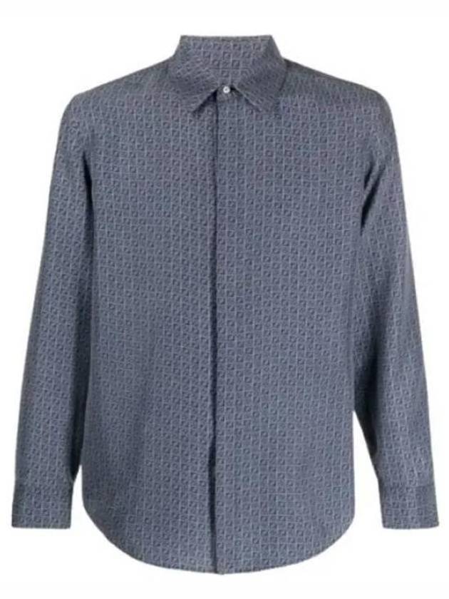 Men's Silk Long Sleeve Shirt Blue - FENDI - BALAAN 2