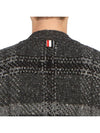 Donegal Tartan Stripe V-Neck Cardigan Grey - THOM BROWNE - BALAAN 10