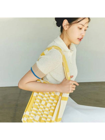 Shoulder bag grid yellow - PLEATSMAMA - BALAAN 1