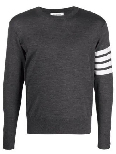 4 Bar Armband Classic Merino Wool Knit Top Dark Grey - THOM BROWNE - BALAAN 2