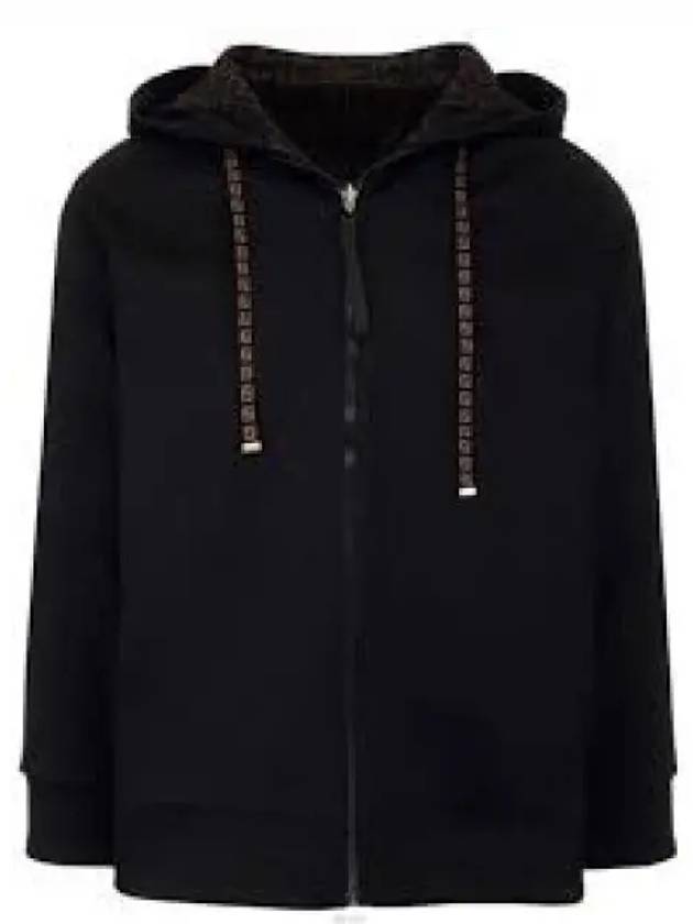 Embossed Logo Side FF Band Zip-Up Hoodie Black - FENDI - BALAAN 2