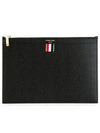 Pebble Grain Three Stripes Zipper Small Clutch Bag Black - THOM BROWNE - BALAAN 2