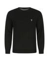 Men's Logo Embroidered Crew Neck Wool Knit Sweater Black - PRADA - BALAAN 1