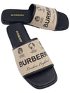 Label Print Gabardine Leather Slippers Beige - BURBERRY - BALAAN 3