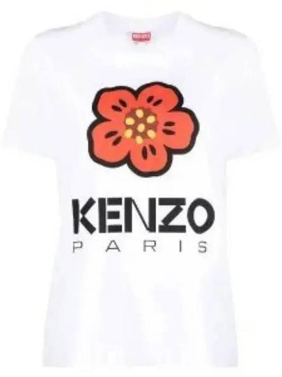 Women's Boke Flower Loose Fit Cotton Short Sleeve T-Shirt White - KENZO - BALAAN 2