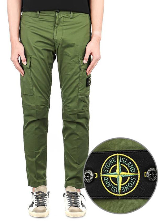 Logo Patch Cargo Straight Pants Green - STONE ISLAND - BALAAN 2