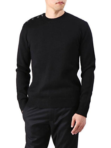 Men's Round Neck Wool Knit Top Black - LES HOMMES - BALAAN 1