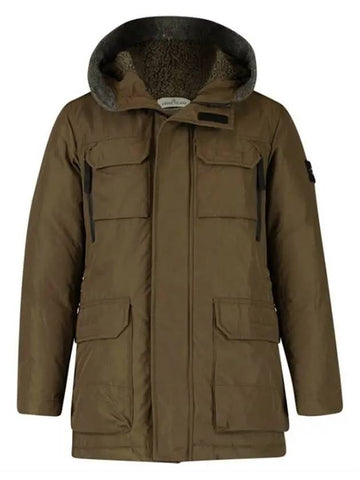 Kids Waffen Hooded Padded Jacket Khaki 691640634 V0054 - STONE ISLAND - BALAAN 1