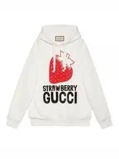 Strawberry Cotton Hoodie White - GUCCI - BALAAN 2