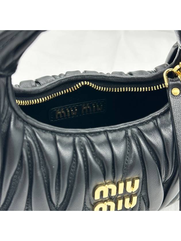 Wander Matelasse Nappa Leather Hobo Mini Bag Black - MIU MIU - BALAAN 6