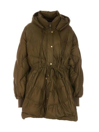 Button Up Drawstring Oversized Puffer Down Padded Khaki - PINKO - BALAAN 1