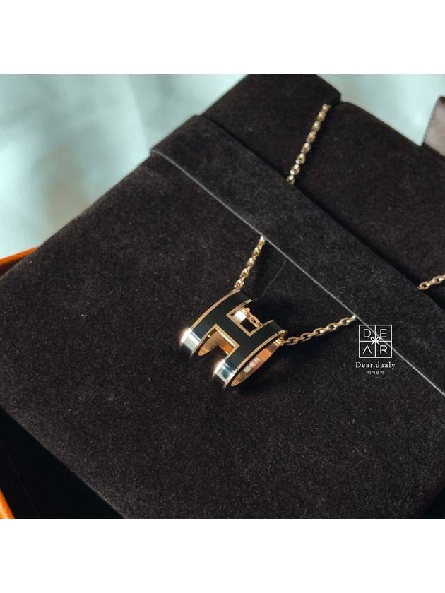 Pop H Pendant Rose Gold Necklace Noir - HERMES - BALAAN 5