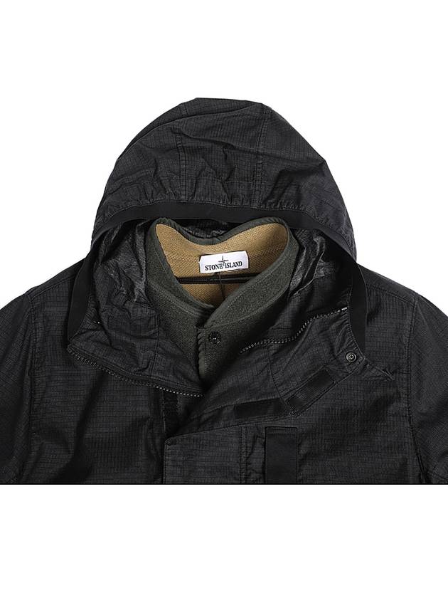 Wappen Patch Reflective Weave Ripstop TC Hooded Jacket Black - STONE ISLAND - BALAAN 6