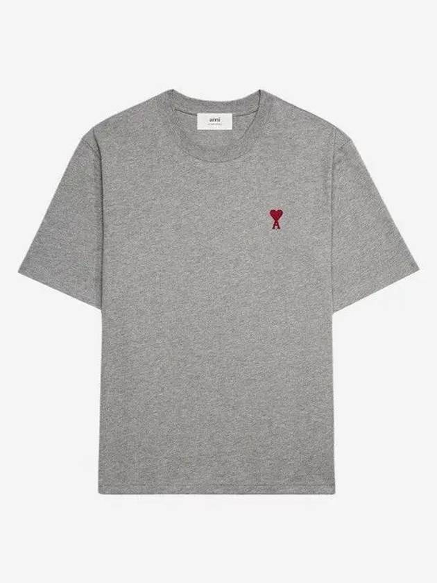 Small Heart Logo Boxy Fit Short Sleeve T-Shirt Grey - AMI - BALAAN 3