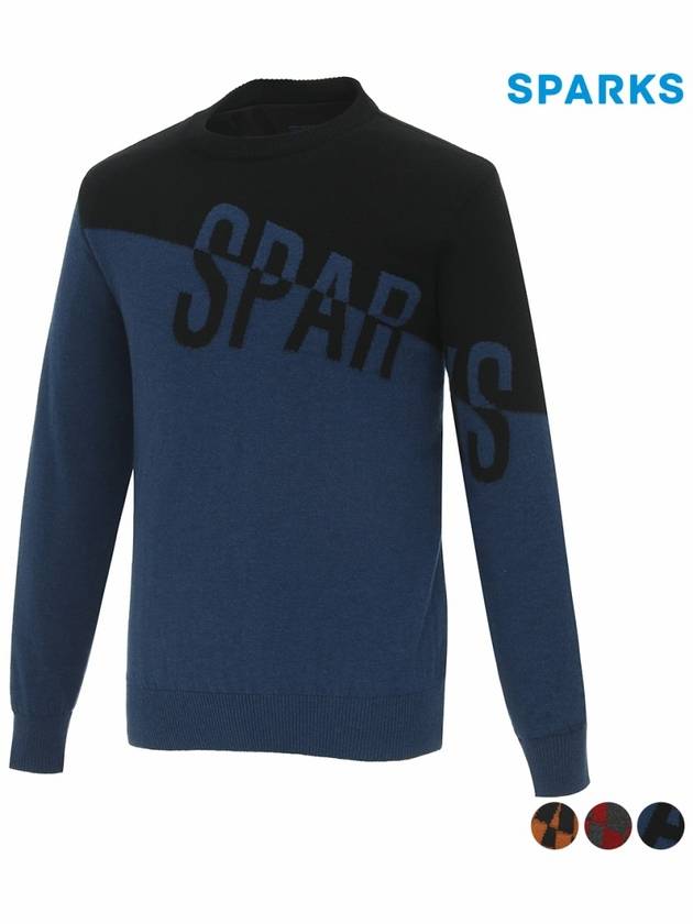 Men s wool color combination knit sweater SL3MKT001 - SPARKS - BALAAN 3