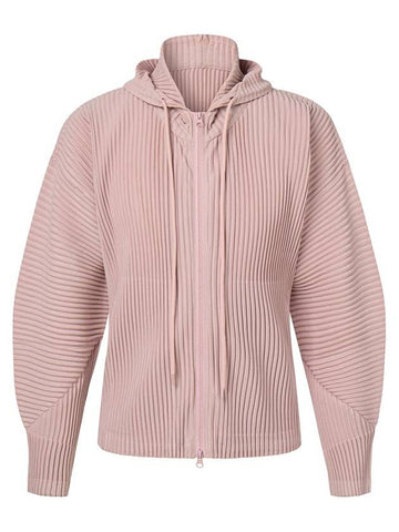 Unisex two-way pleated hooded zip-up outerwear light pink - MONPLISSE - BALAAN 1