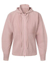 Unisex two-way pleated hooded zip-up outerwear light pink - MONPLISSE - BALAAN 2
