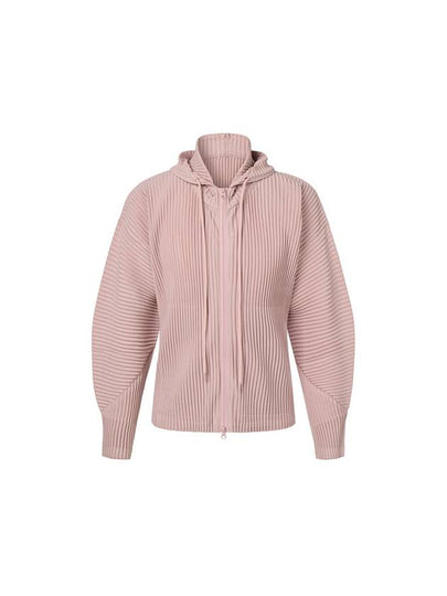 Unisex two-way pleated hooded zip-up outerwear light pink - MONPLISSE - BALAAN 2