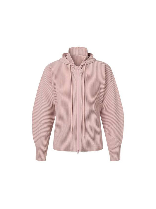 Unisex two-way pleated hooded zip-up outerwear light pink - MONPLISSE - BALAAN 1