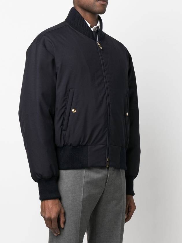 4 Bar Oversized Down Bomber Jacket Navy - THOM BROWNE - BALAAN 4