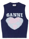 Logo Heart Gilet Vest Navy - GANNI - BALAAN 2