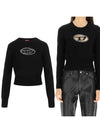 M-Areesa Jumper Embroidered Cut-Out Logo Knit Top Black - DIESEL - BALAAN 2