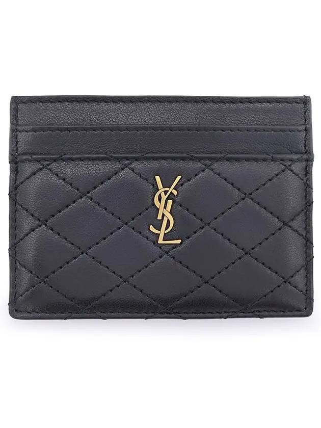 Gabi Quilted Lambskin Card Wallet Black - SAINT LAURENT - BALAAN 3