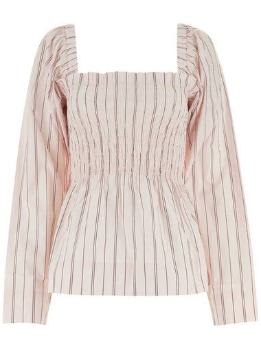 Stripe Smoke Blouse Pink - GANNI - BALAAN 1