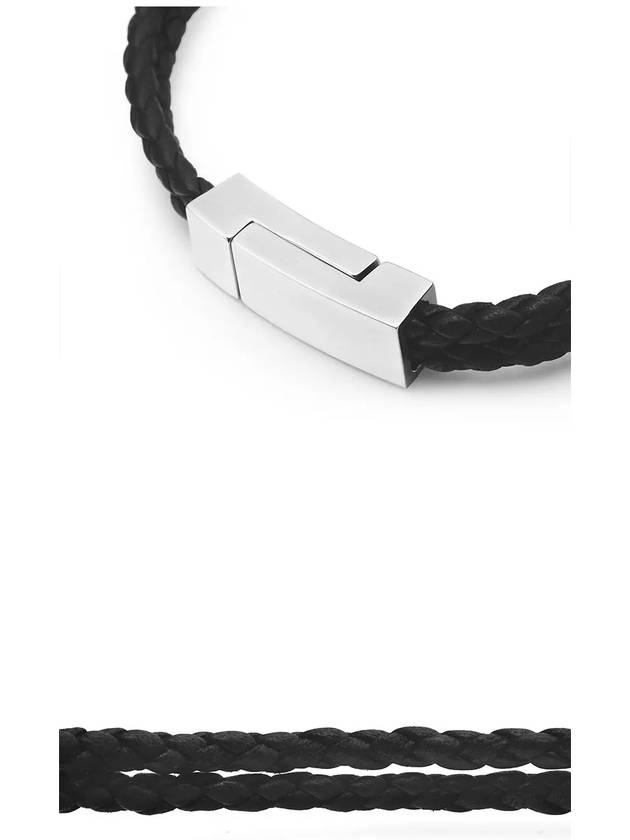 Gancini Leather Bracelet Silver Black - SALVATORE FERRAGAMO - BALAAN 5