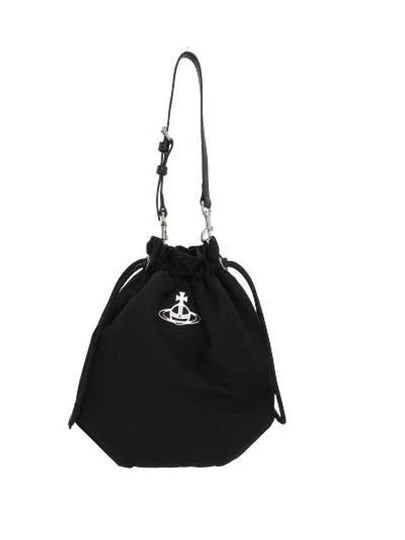 Logo Plaque Drawstring Bucket Bag Black - VIVIENNE WESTWOOD - BALAAN 2