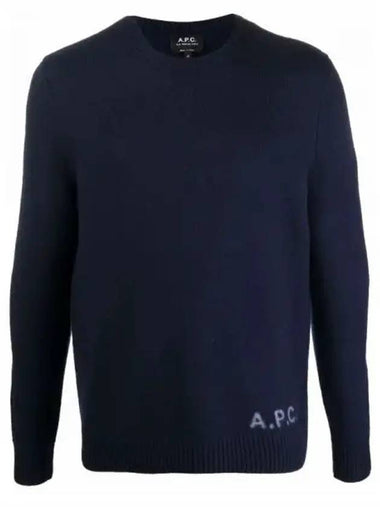 Edward Embroidered Logo Knit Top Navy - A.P.C. - BALAAN 1