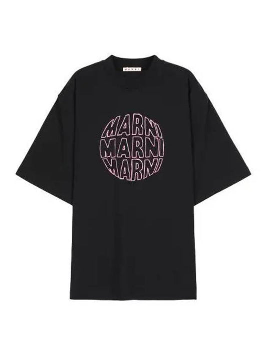 Crew neck logo print short sleeve t shirt black - MARNI - BALAAN 1