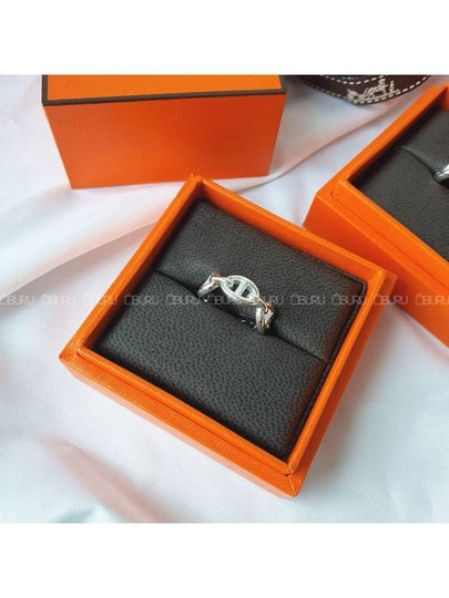 Small Chaine D'Ancre Enchainee Ring Silver - HERMES - BALAAN 2