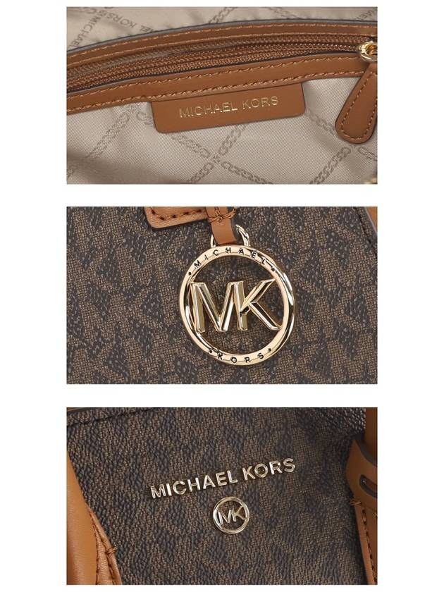 Avril Small Logo Print Leather Tote Bag Brown - MICHAEL KORS - BALAAN 7