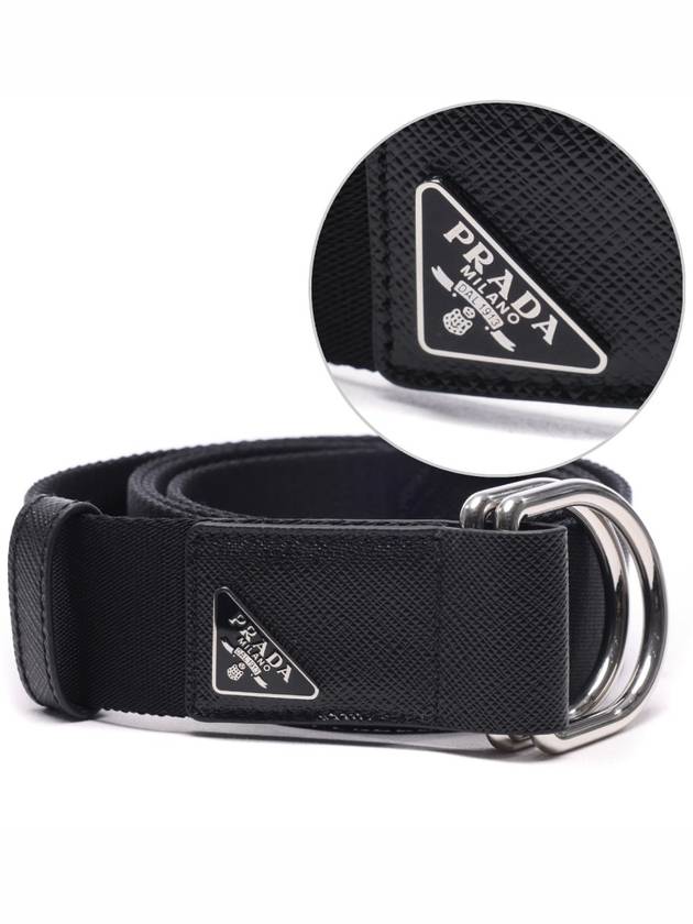 Triangle Logo D-Ring Nylon Belt Black - PRADA - BALAAN 3