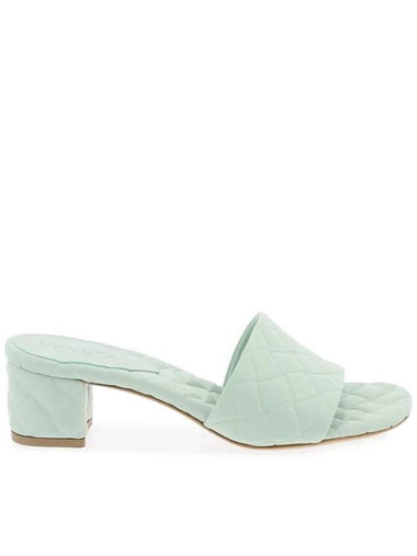 Amy Intrecciato Motif Leather Mule Heel Mint - BOTTEGA VENETA - BALAAN 1