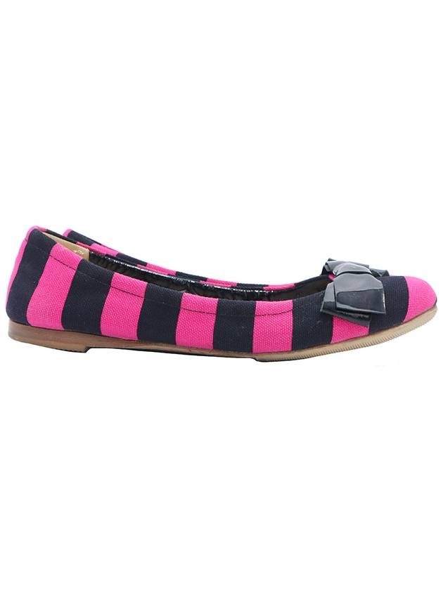 Prada Black Pink Striped Canvas Ribbon Decoration Women Flat Shoes 36 5 - PRADA - BALAAN 3