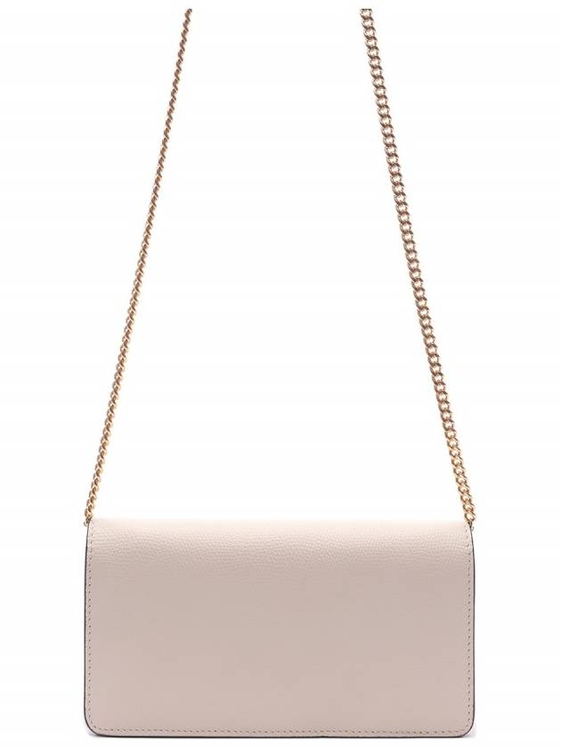 V Logo Signature Chain Grained Calfskin Long Wallet Light Ivory - VALENTINO - BALAAN 5