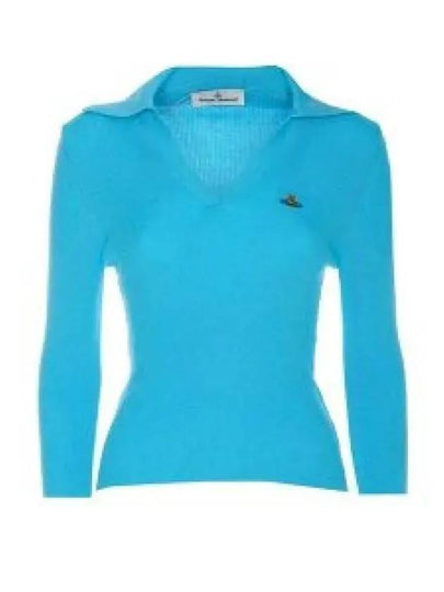 ORB Polo Cashmere Knit Top Blue - VIVIENNE WESTWOOD - BALAAN 2