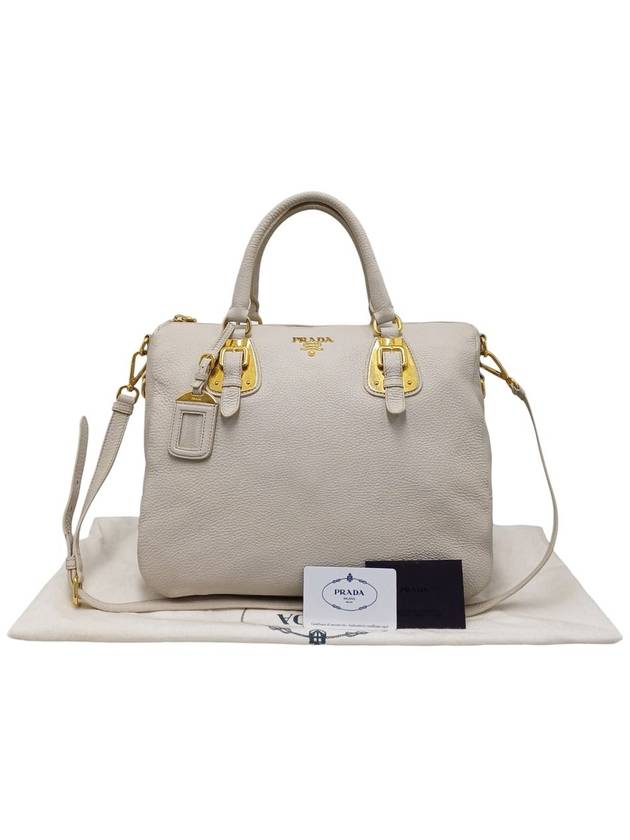 Women s BL0817 Vitello Dino Ivory Gold Logo Tote Bag Strap - PRADA - BALAAN 13