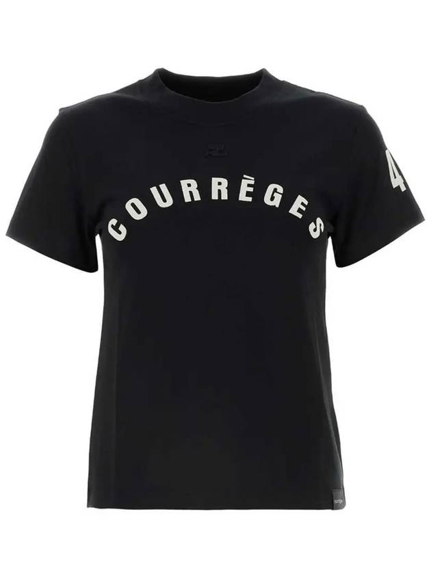 AC Straight Printed Short Sleeve T-Shirt Black - COURREGES - BALAAN 3