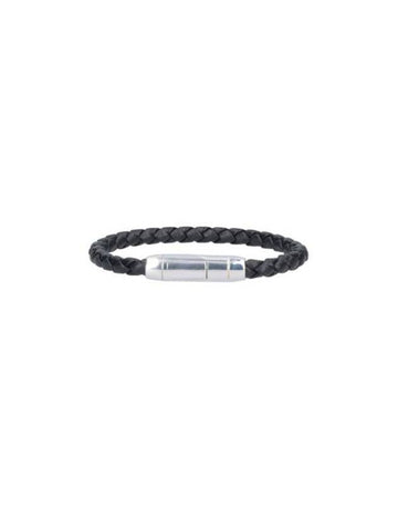 Braided Leather Bracelet Black - BOTTEGA VENETA - BALAAN 1